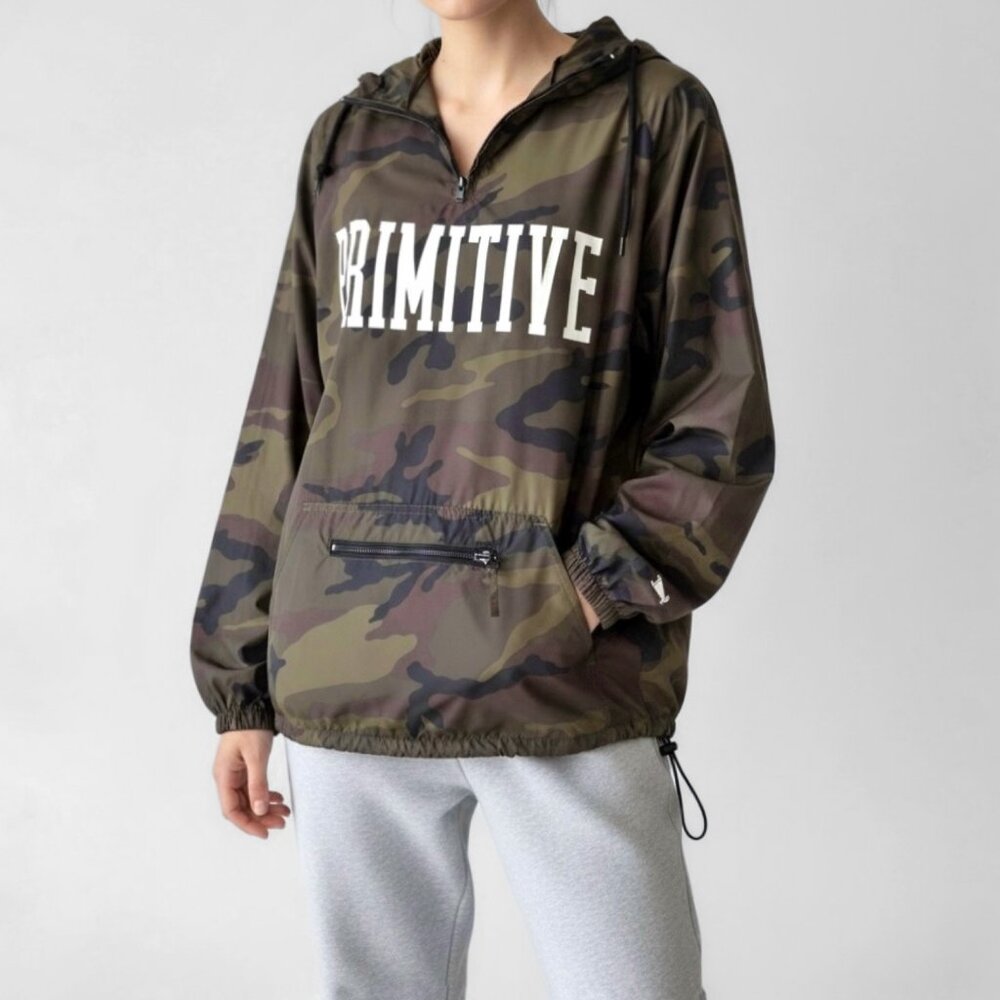 Primitive Camo Hooded Anorak 1/4 Zip Jacket Windbreaker M Gorpcore Skateboarding